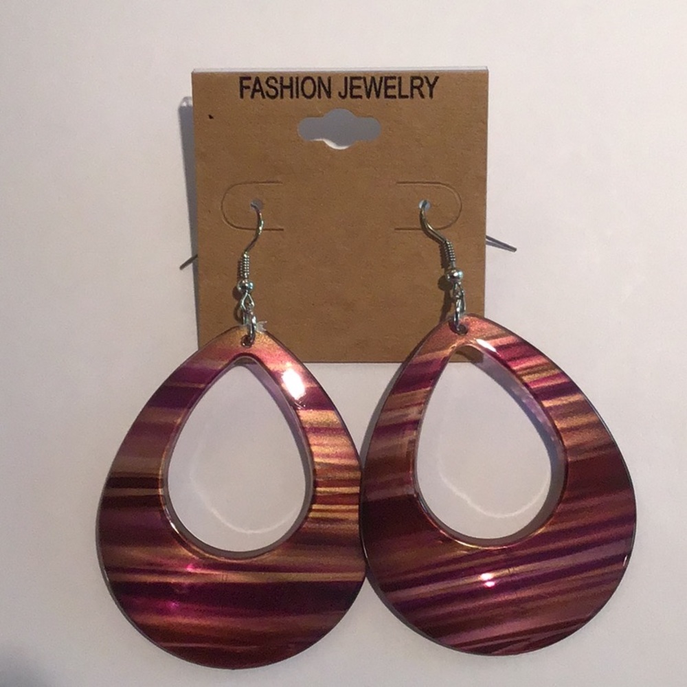 💜Big bold Striped purple earrings💜